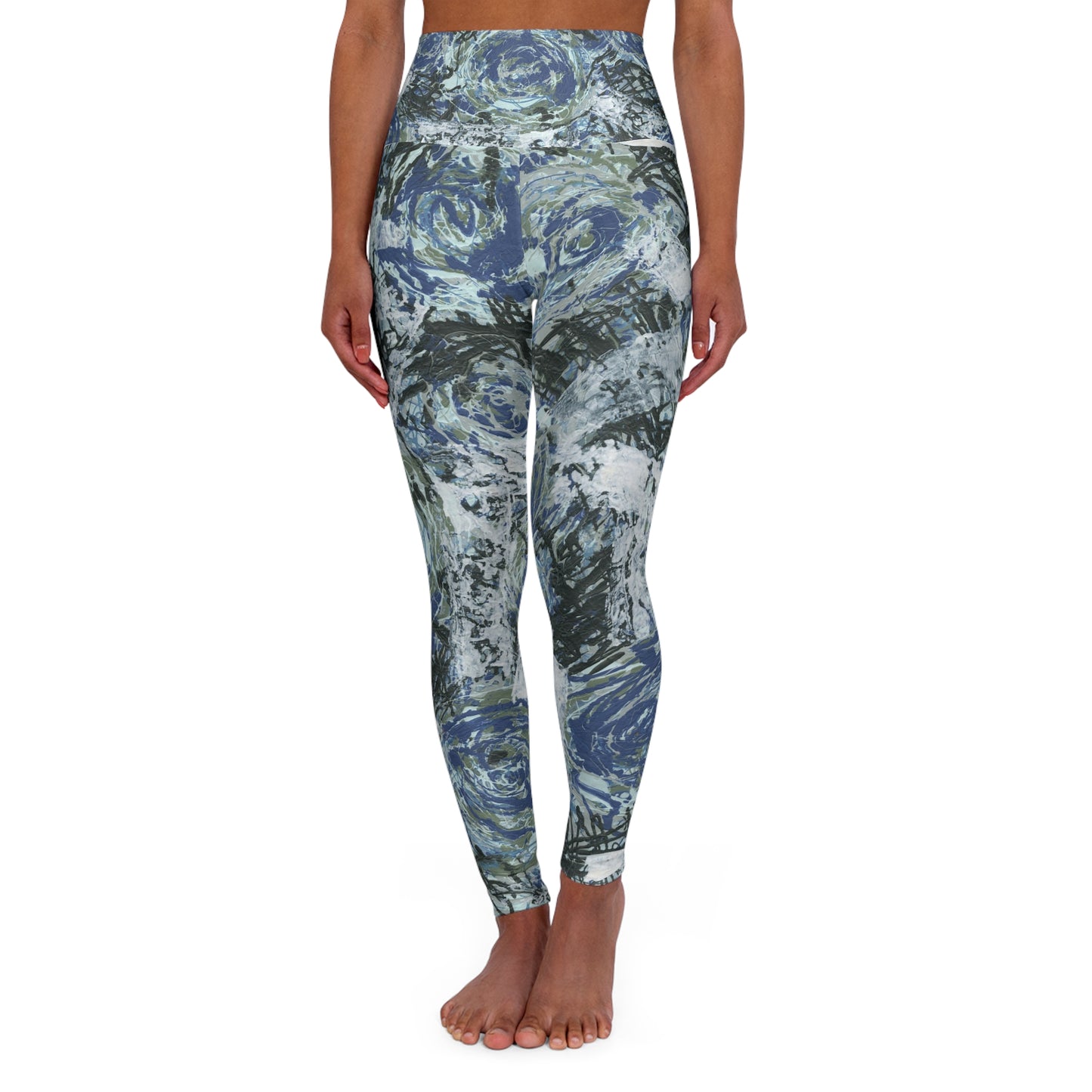 Blue Roses High Waisted Yoga Leggings