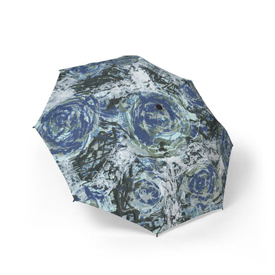 Blue roses Semi-Automatic Foldable Umbrella